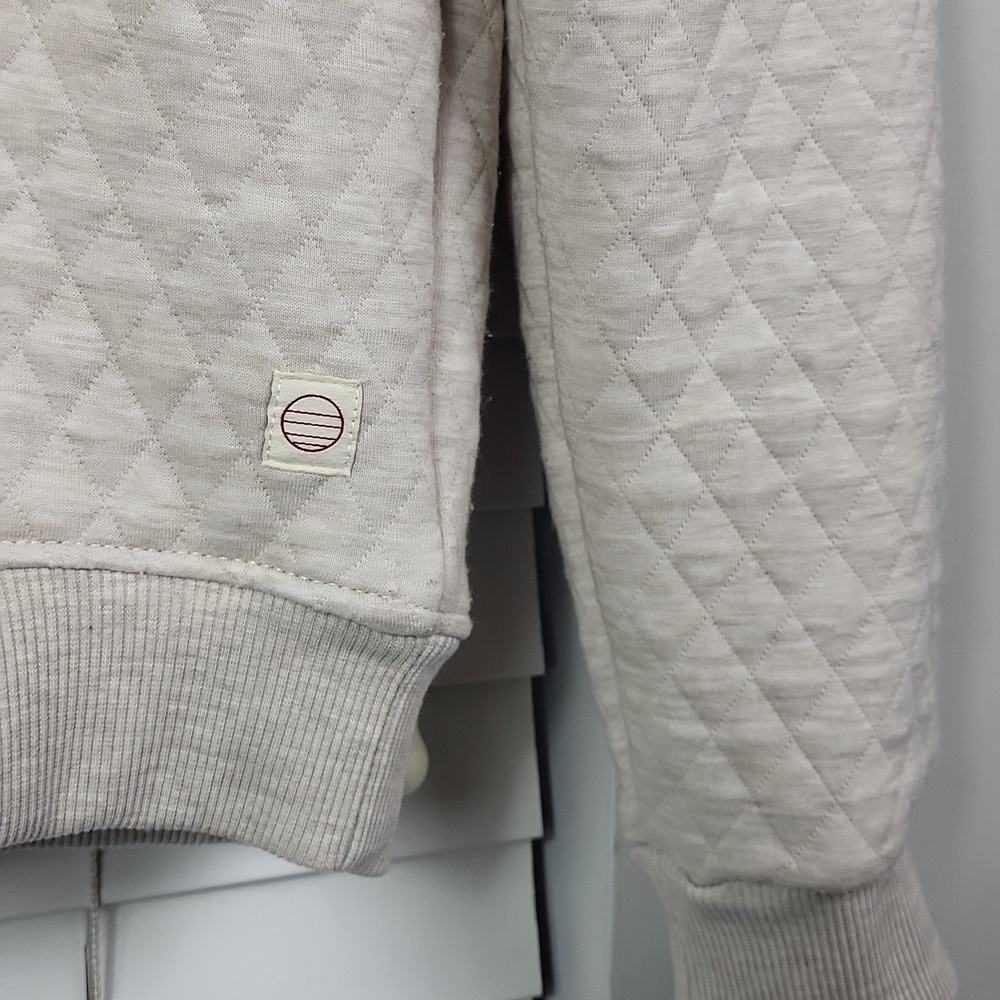 Marine Layer google Quilted‎ Crewneck Sweatshirt in Heather Beige. Size S - Picture 4 of 9